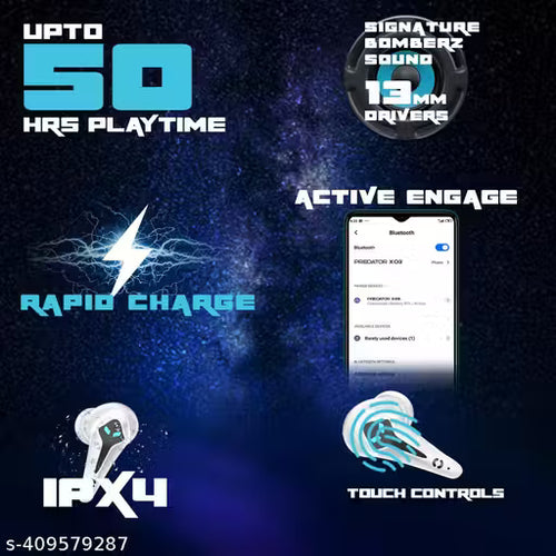 HOPPUP Predator XO3: Ultra-Low Latency Gaming TWS with 50-Hour Battery